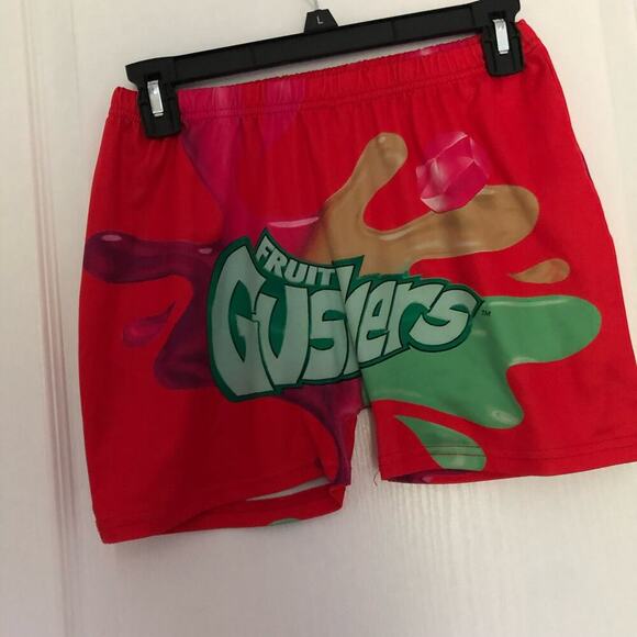 Women's Gushers Snack Shorts High Waisted Stretchy Biker Shorts Red Size Small - Picture 4 of 6